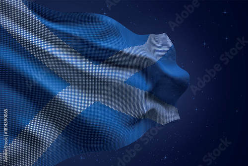 Scotland digital LED waving flag on dark starry background