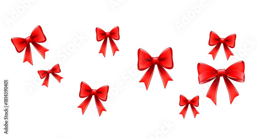 red, bow, ribbon, christmas, holiday, festive, decoration, winter, ornament, satin, silky, glossy, shiny, vibrant, bright, elegant, pretty, stylish, classic, trim, wrapping, gift, present, embellish, 