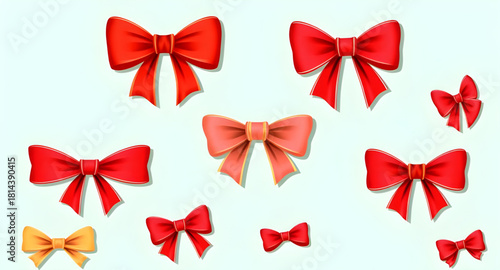 christmas, bow, ribbon, red, holiday, festive, glossy, shiny, satin, silky, fabric, decor, decoration, elegant, winter, charming, bright, vibrant, ornament, gift, package, present, wrap, classic, cele