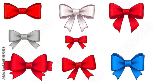 christmas, red, ribbon, bow, decorative, festive, holiday, winter, style, classic, elegant, shiny, silky, satin, glossy, ornament, embellish, wrap, gift, present, package, trim, adorn, vibrant, bright