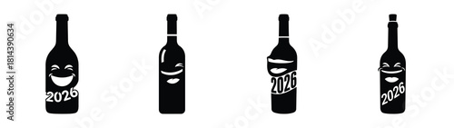 laughing wine bottle 2026 silhouette funny vector illustration
