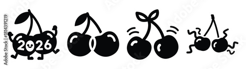silly cherry duo 2026 silhouette funny vector illustration