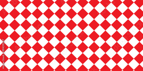 Harlequin seamless pattern. Geometric background with with red and white rhombus. Circus or masquerade ornament. Vector flat illustration red and white