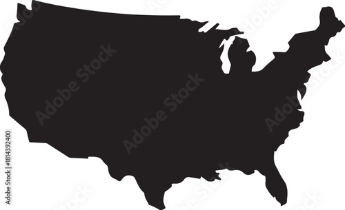 Black Silhouette of United States Map