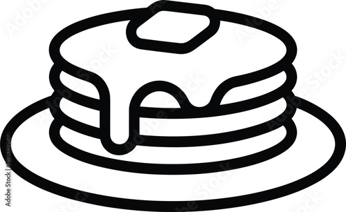 Stack of pancakes with butter and syrup icon Keywords: pancakes, stack, breakfast, food, butter