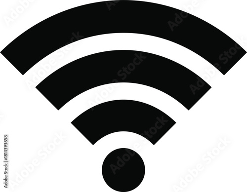 Wi- Fi signal icon with three arcs on white background Wi-Fi wireless