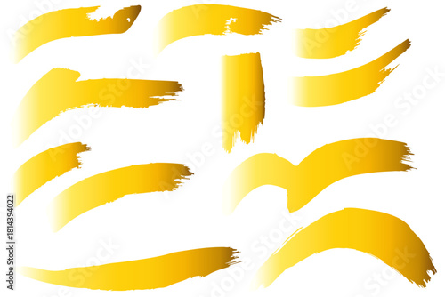 和風素材　筆で描かれた金色の線のイラスト　ベクター