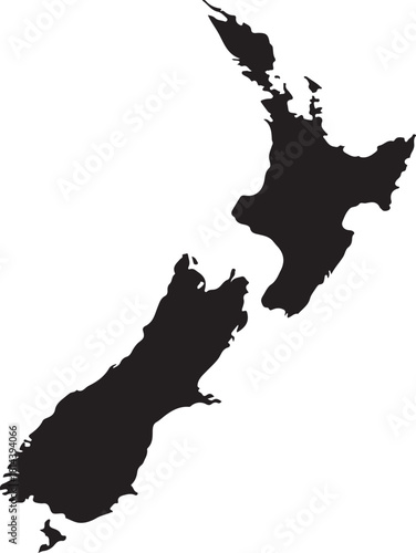 New Zealand Silhouette Map