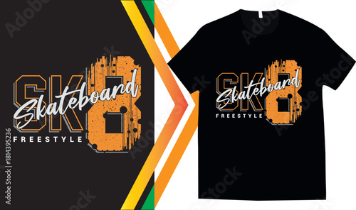 Urban style graphic design SK8 abstract illustration for t shirt, hoodie, typography t shirt design, authentic urban style streetwear design.