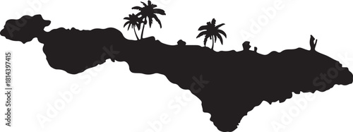 Island Escape Silhouette with Palm Trees
