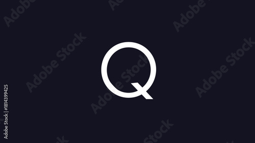 Clean and modern white uppercase letter Q typography element on a deep dark background, minimalist design concept