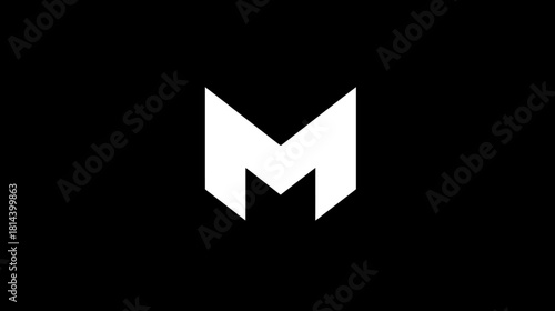Modern Geometric Letter M Monogram Logo Design on Black Background. Abstract Minimalist Initial Symbol for Branding Identity.