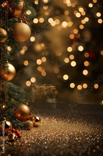 Warm Golden Holiday Decorations Create a Festive Atmosphere for Celebrations