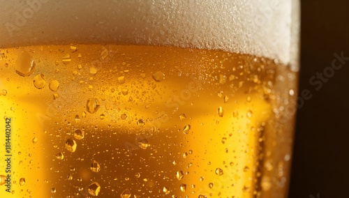 Refreshing Golden Beer in a Glass With Bubbles and Foam at a Bar