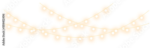 glowing string lamp led border decoration holiday card background , celebration banner happy year, party design transparent vector winter 