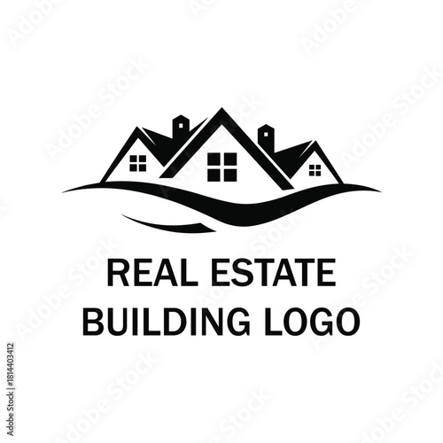 Modern Real Estate House Logo Design with Roof and Home Icon