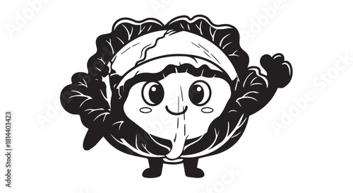 Cute cartoon panda mascot with raised arms in a playful pose and friendly expression.