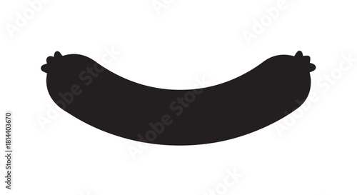Silhouette of a curved banana fruit in black against a white background.