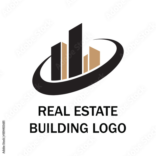 Modern real estate building logo with abstract city skyscraper design