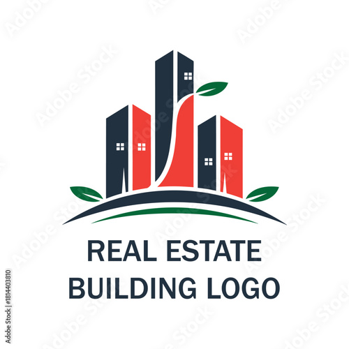 Modern Real Estate Building Logo with Eco Elements
