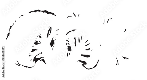 High-contrast abstract tiger face silhouette with bold black stripes.