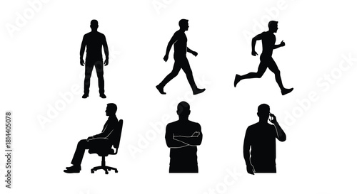 Silhouettes of people in various poses and actions a collection of figures