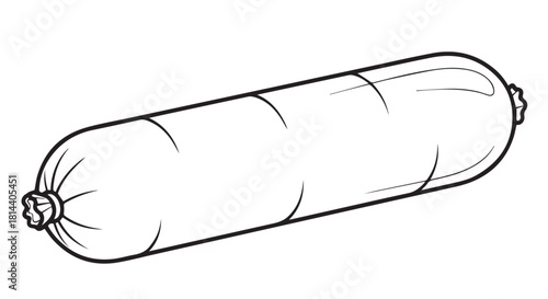 Illustration of a whole linked sausage on a white background.