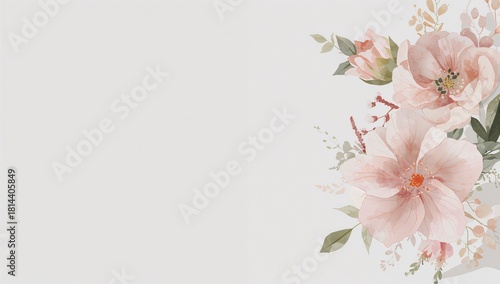 Beautiful Floral Arrangement Featuring Soft Pink Flowers and Green Leaves on ...