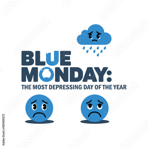 Blue Monday Sad Emotion Illustration – Most Depressing Day of the Year Concept
