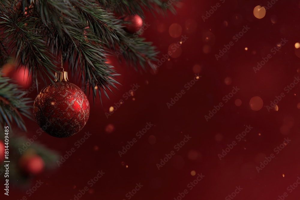 Obraz premium Christmas tree with glowing ornaments