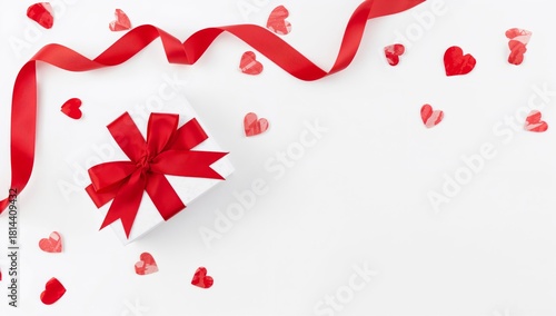 Unique Gift Wrapped With Red Ribbon and Hearts Ready for a Special Occasion