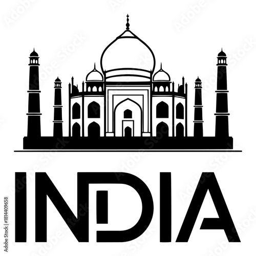India Taj Mahal Monument Travel Logo Vector Illustration