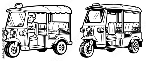 Indian Auto Rickshaw Tuk Tuk Taxi Cartoon Vector Illustration