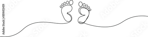 Footprints line art vector illustration icon 