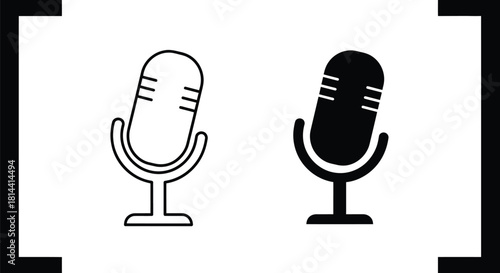 Retro microphone, vector microphone icon. Vintage microphones silhouette for music recording and broadcasting illustration silhouette. 