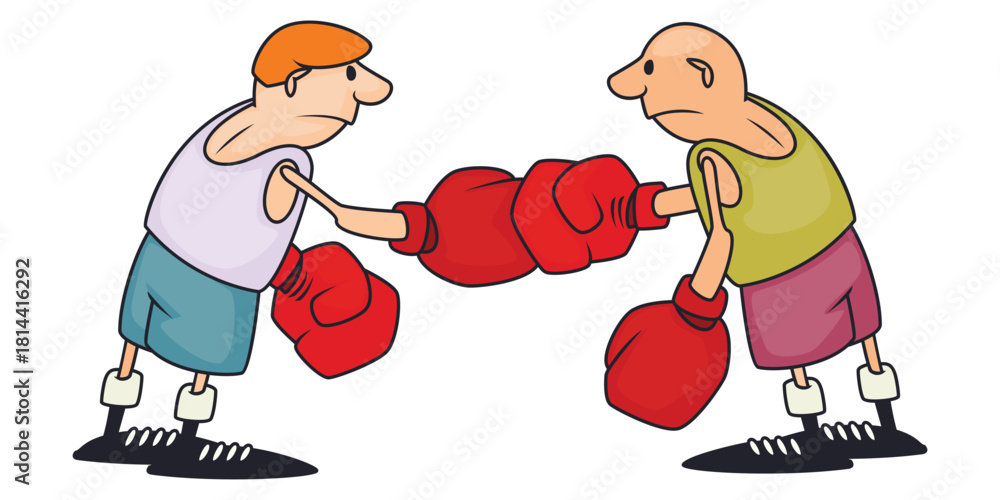 Fototapeta premium Funny cartoon boxers fighting match.