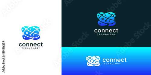 Abstract of interconnected dots and lines structure in tech system network space, logo designs ideas. Creative vector illustration based icons template.