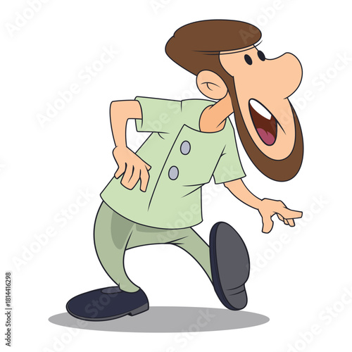 Surprised cartoon man funny reaction.