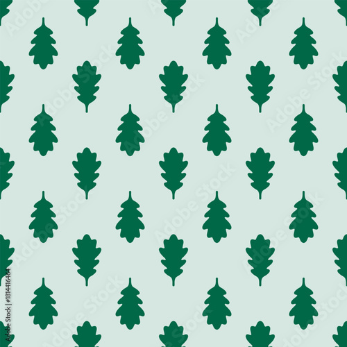 Green Oak Leaf Alternating Seamless Pattern