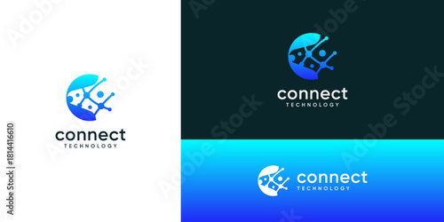 Abstract of interconnected dots and lines structure in tech system network space, logo designs ideas. Creative vector illustration based icons template.