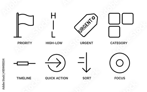 Minimalist icons for organization and workflow prioritization