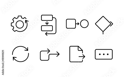 Minimalist outline icons for workflow and process diagrams