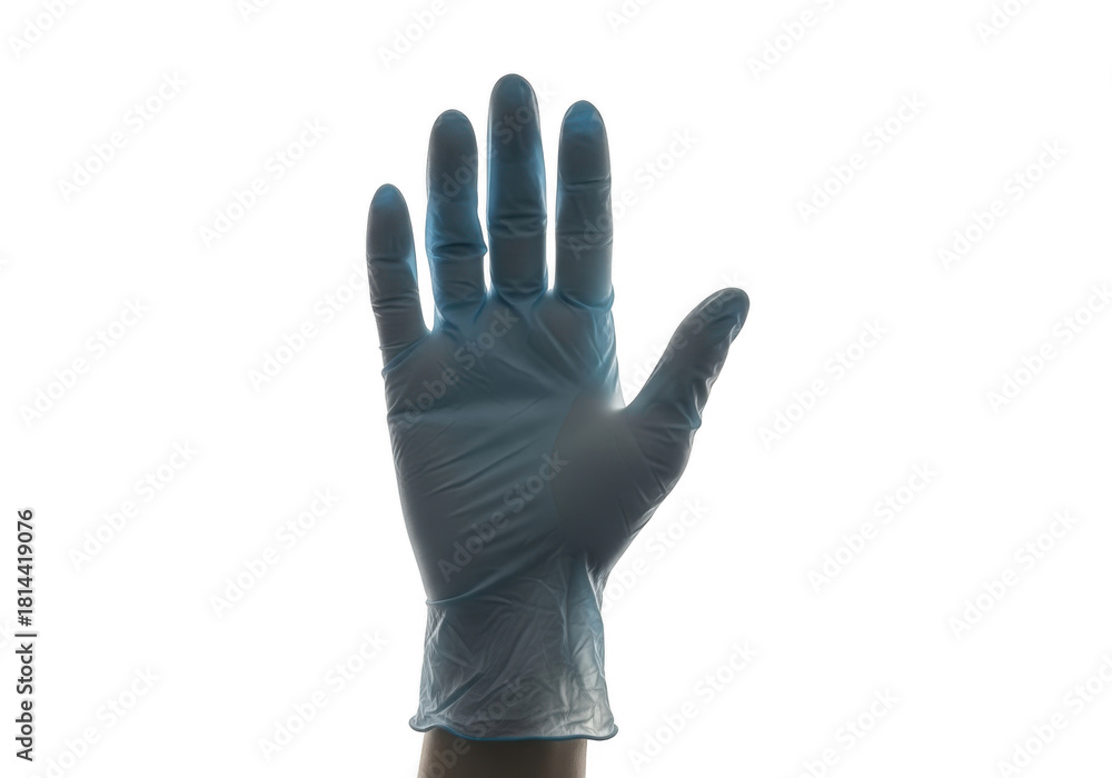 Obraz premium Single blue medical glove raised on transparent background isolated on transparent background