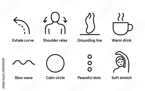 Minimalist icons for relaxation and wellness activities