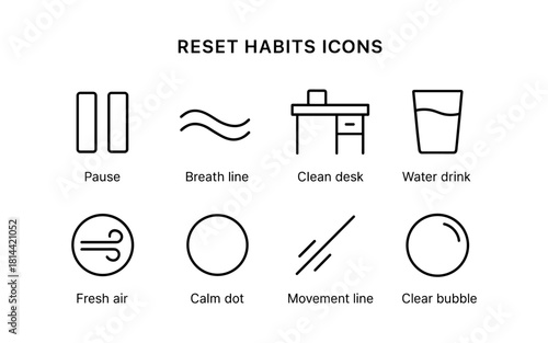Minimalist icon set for resetting habits: simplify your routine with clean line designs