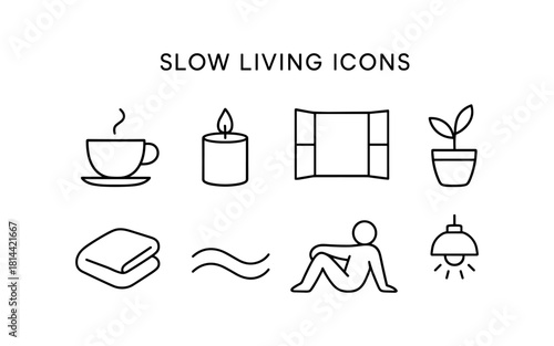 Minimalist slow living icons: embrace tranquility and cozy lifestyle