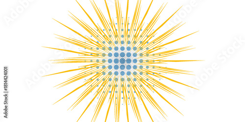 Glow light star, yellow sun rays, gold glare bokeh. Flash yellow sun, star flashed with sparkles.