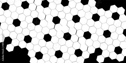 Seamless vector illustration of black and white soccer ball pattern background.