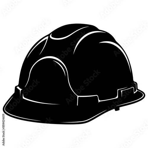 Black silhouette of a construction safety hard hat isolated on white
