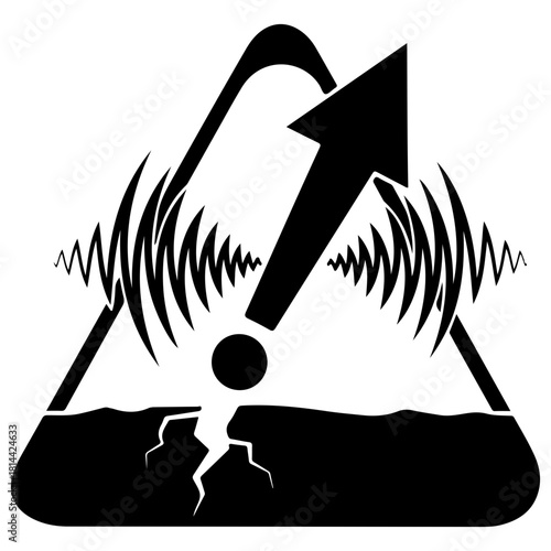 Warning sign symbol for vibration, explosion, and instability hazard